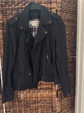 Nordstrom Treasure & Bond Black Leather Moto-Style Jacket